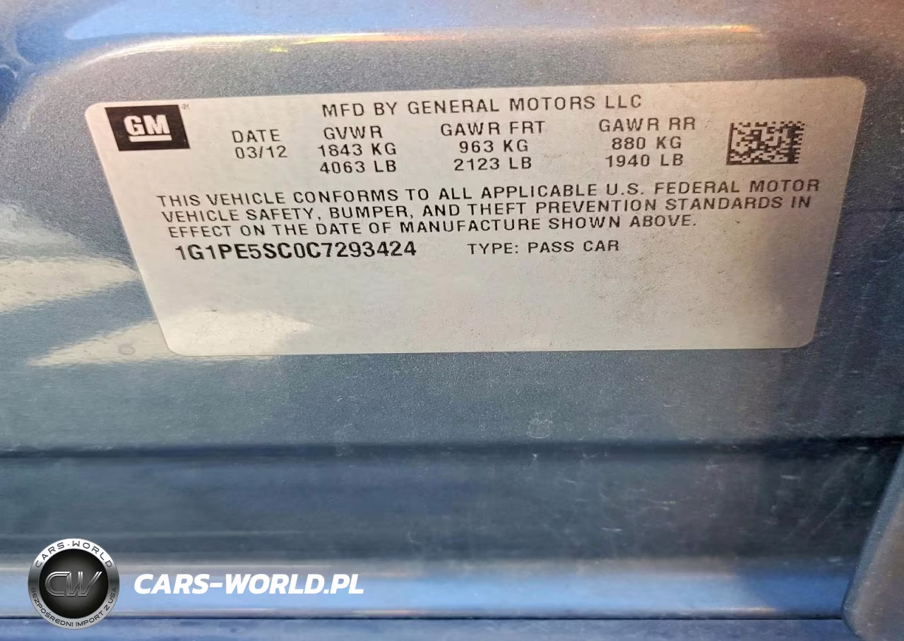 2012 Chevrolet Cruze Lt VIN:1G1PE5SC0C7293424 - 12