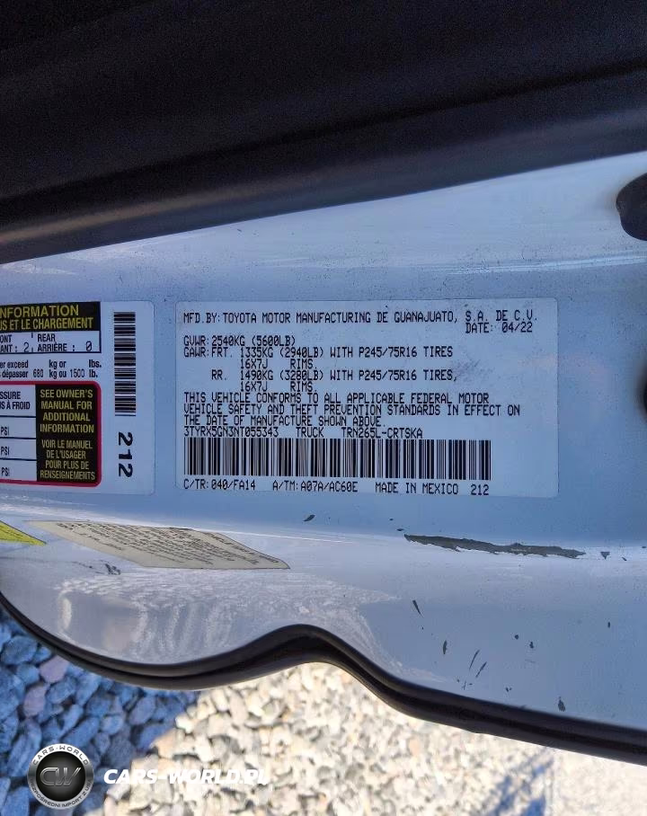 2022 Toyota Tacoma Sr VIN:3TYRX5GN3NT055343 - 12
