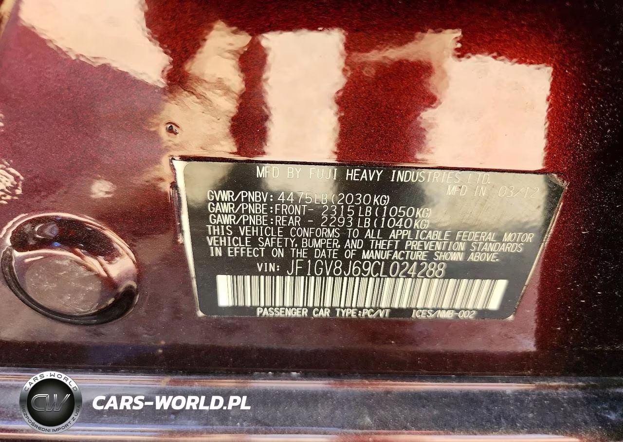 2012 Subaru Impreza Wrx Sti VIN:JF1GV8J69CL024288 - 12