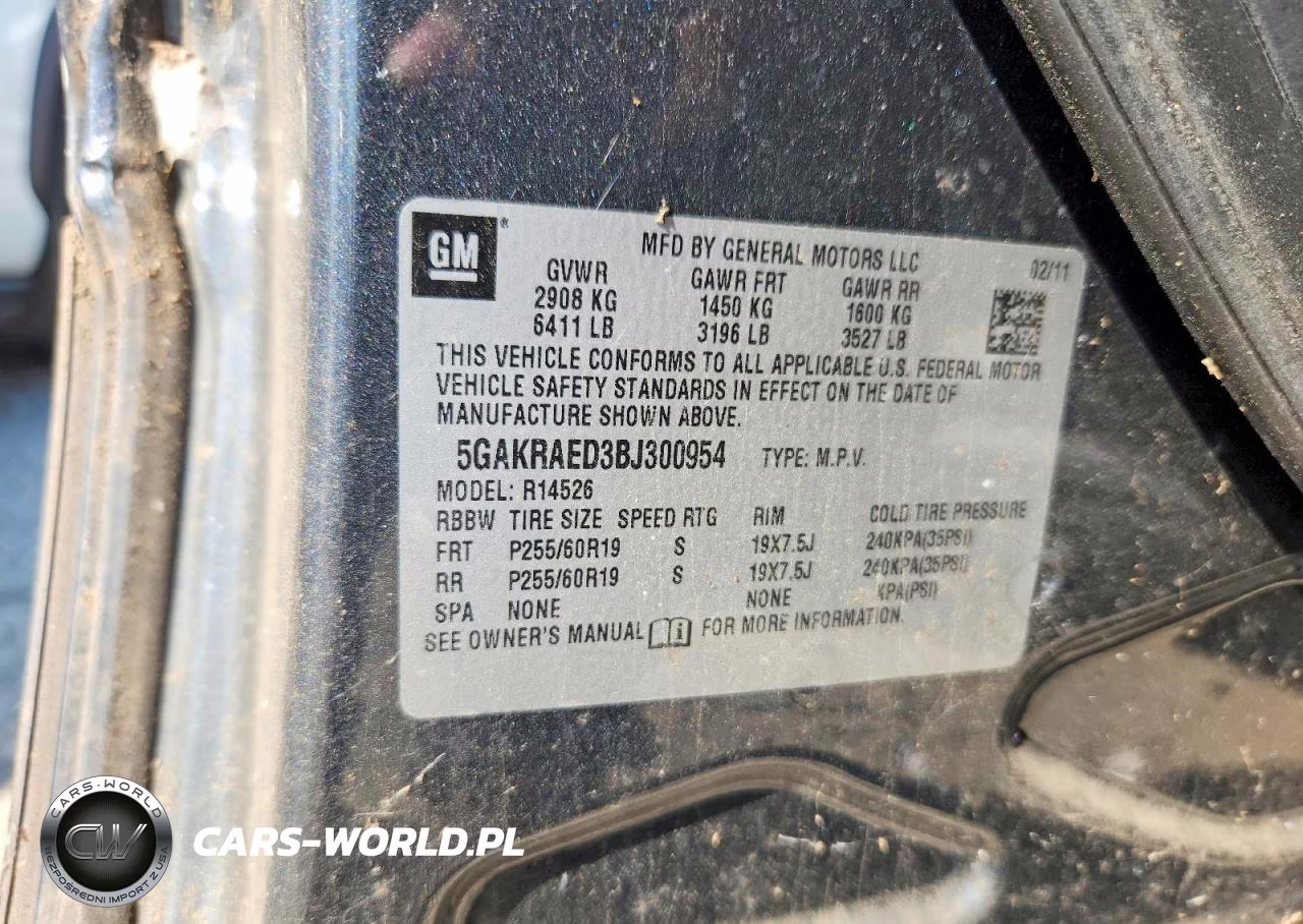 2011 Buick Enclave Cx VIN:5GAKRAED3BJ300954 - 12