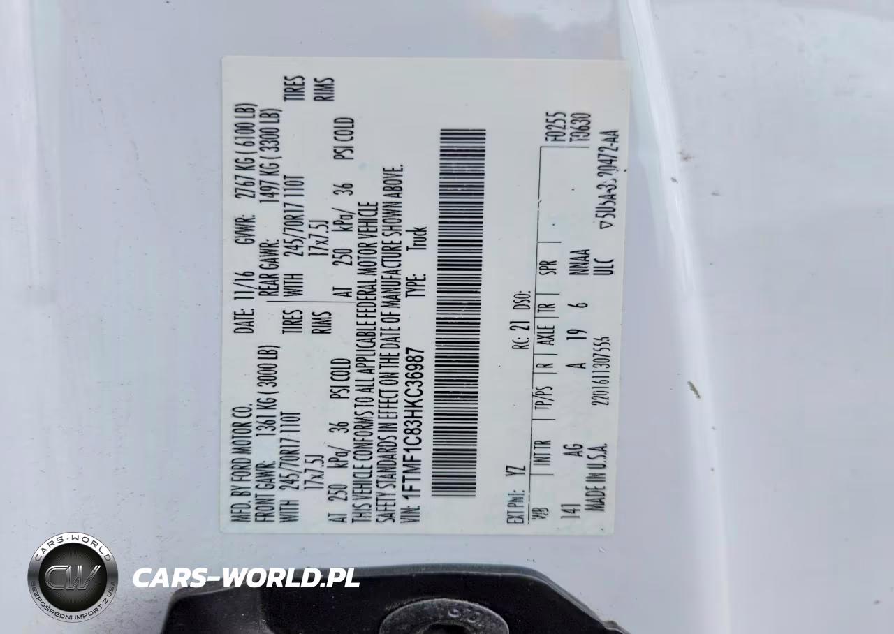 2017 Ford F150 VIN:1FTMF1C83HKC36987 - 12