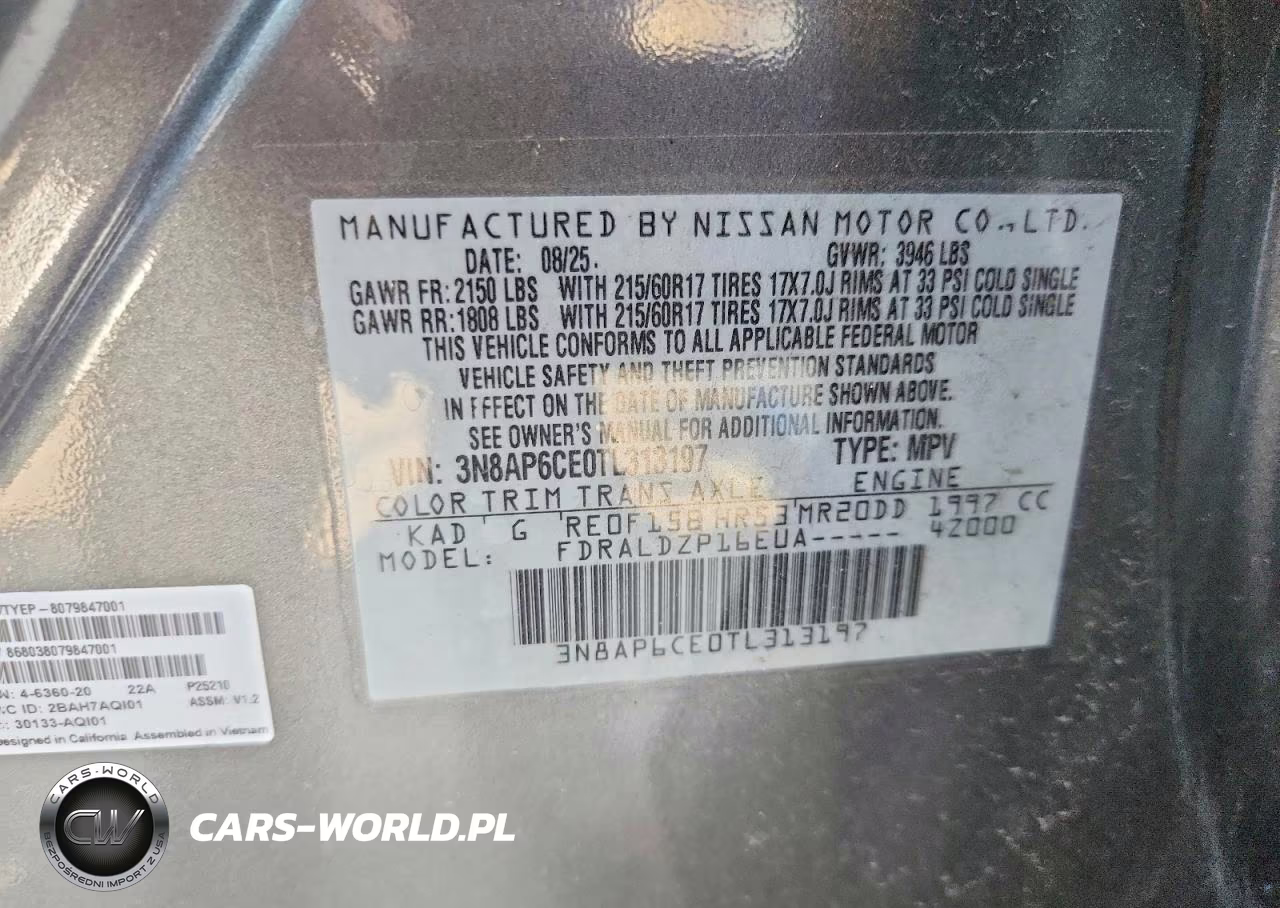 2026 Nissan Kicks Sv VIN:3N8AP6CE0TL313197 - 13