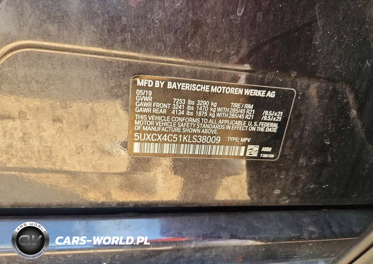2019 BMW X7 xDrive50I VIN:5UXCX4C51KLS38009 - 13