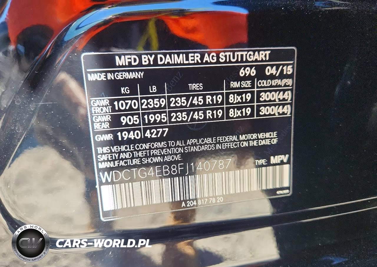 2015 Mercedes-Benz Gla 250 VIN:WDCTG4EB8FJ140787 - 12