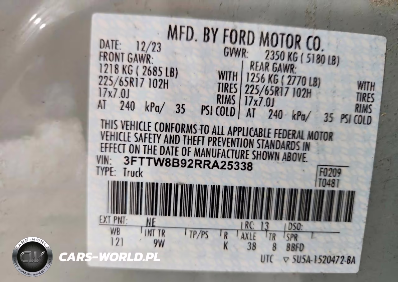 2024 Ford Maverick Xl VIN:3FTTW8B92RRA25338 - 12