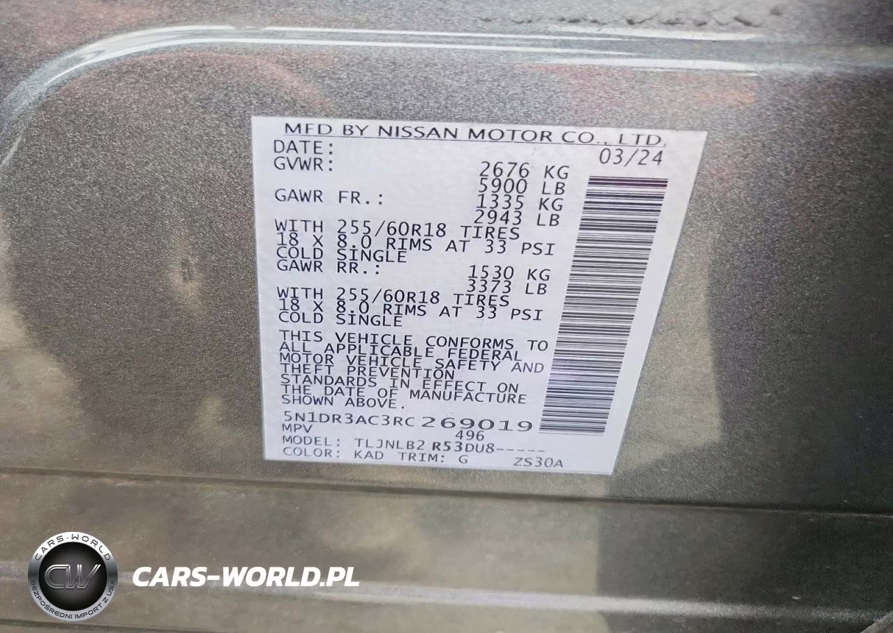 2024 Nissan Pathfinder S VIN:5N1DR3AC3RC269019 - 14