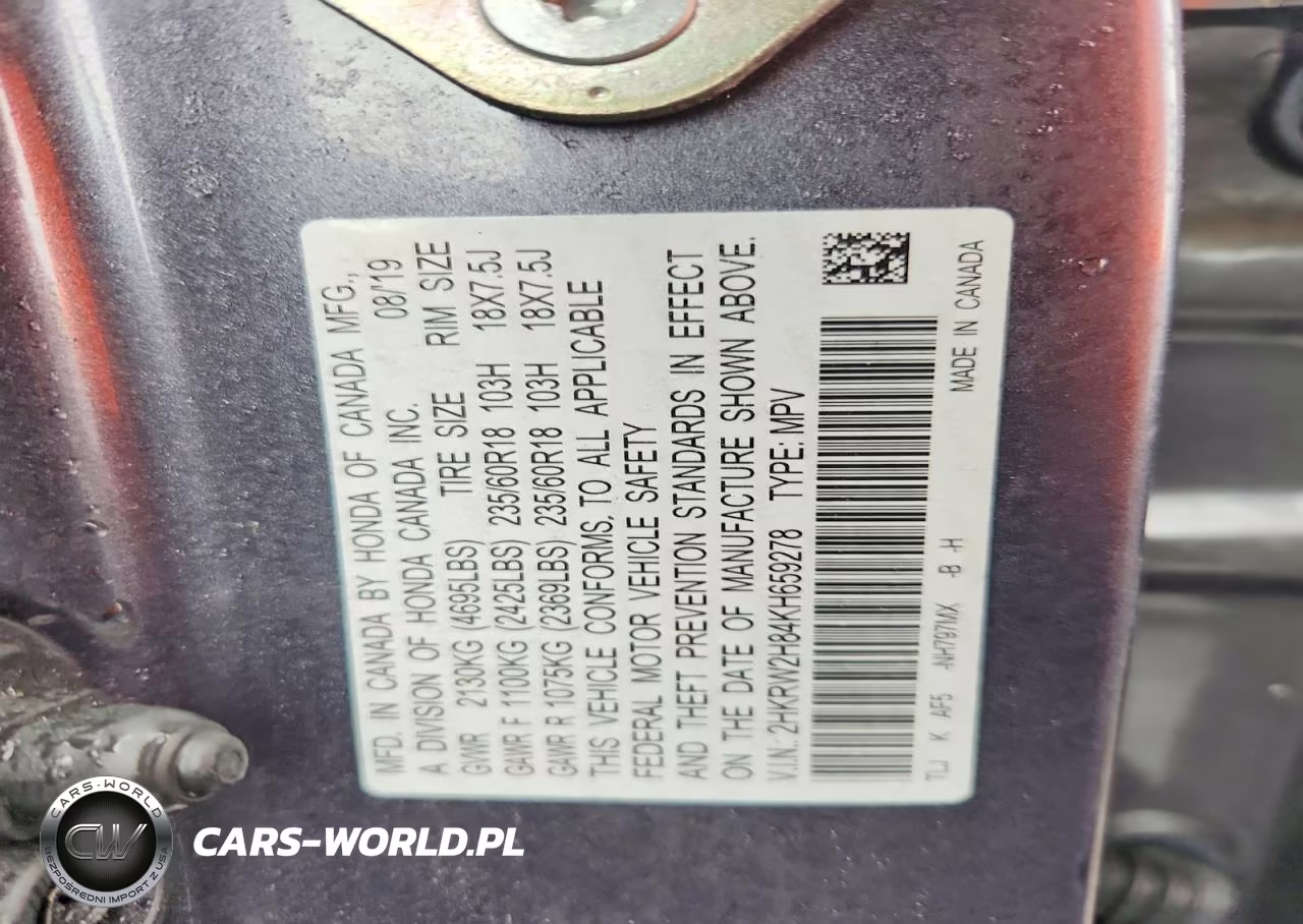 2019 Honda Cr-V Exl VIN:2HKRW2H84KH659278 - 13