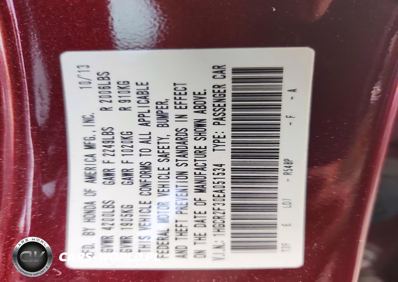 2014 Honda Accord Lx VIN:1HGCR2F30EA051534 - 13