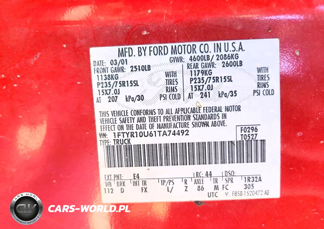 2001 Ford Ranger VIN:1FTYR10U61TA74492 - 12