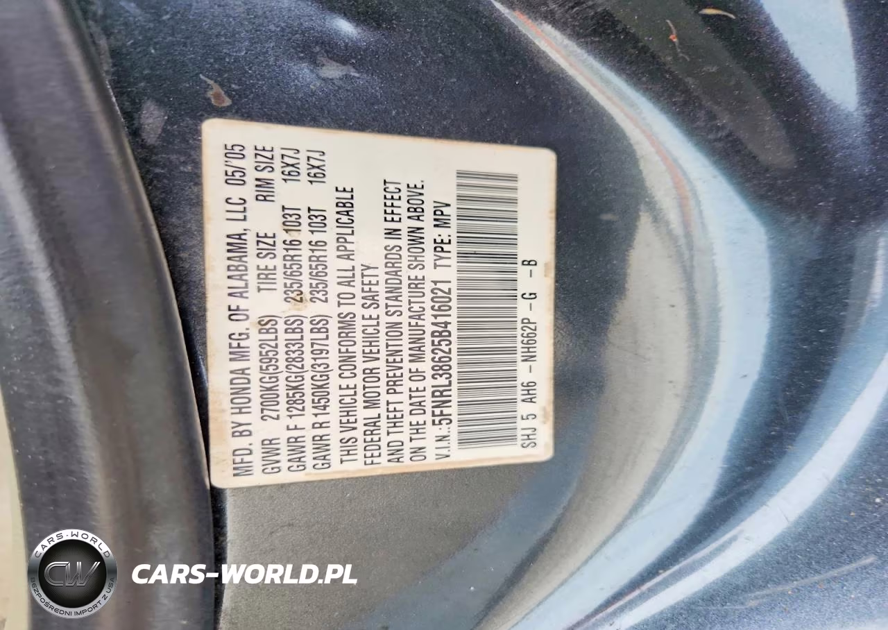 2005 Honda Odyssey Exl VIN:5FNRL38625B416021 - 13