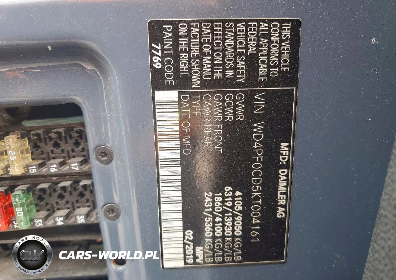 2019 Mercedes-Benz Sprinter 2500-3500 VIN:WD4PF0CD5KT004161 - 13
