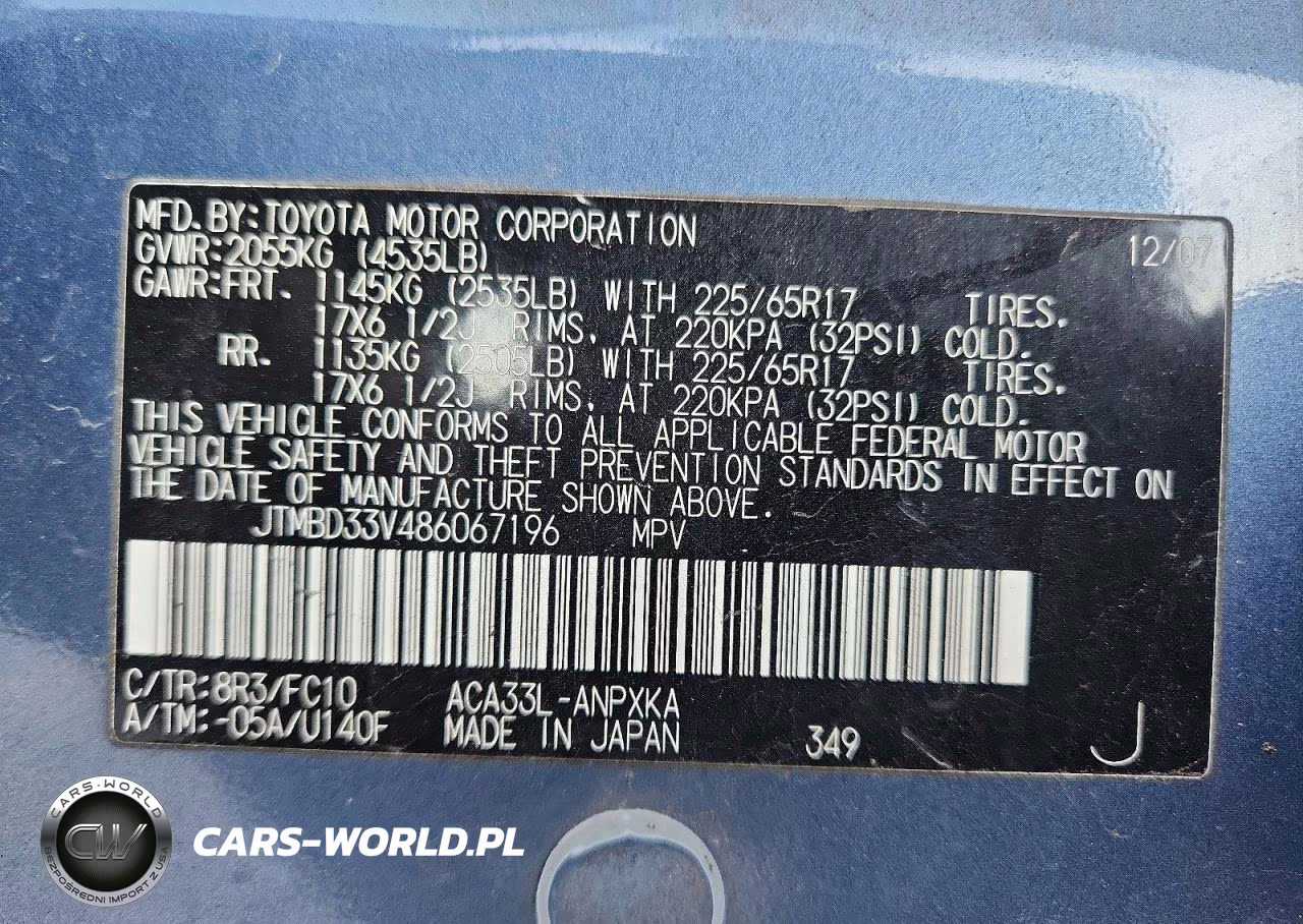2008 Toyota Rav4 Base VIN:JTMBD33V486067196 - 13