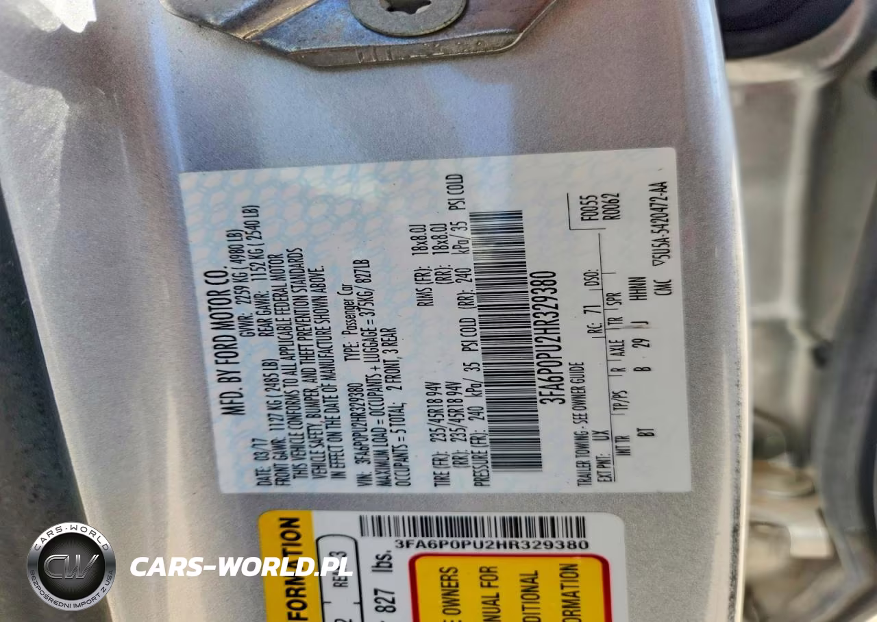 2017 Ford Fusion Se Phev VIN:3FA6P0PU2HR329380 - 12