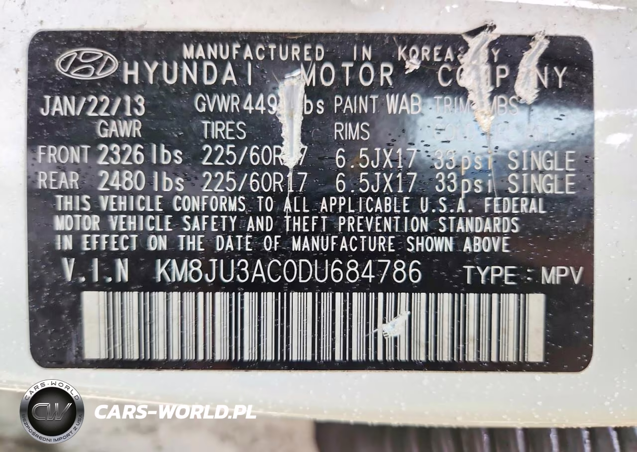 2013 Hyundai Tucson Gls VIN:KM8JU3AC0DU684786 - 13
