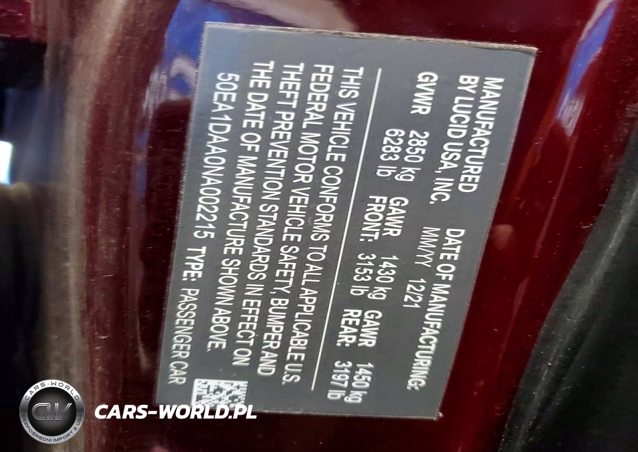 2022 Lucid Motors Air Dream VIN:50EA1DAA0NA002215 - 13