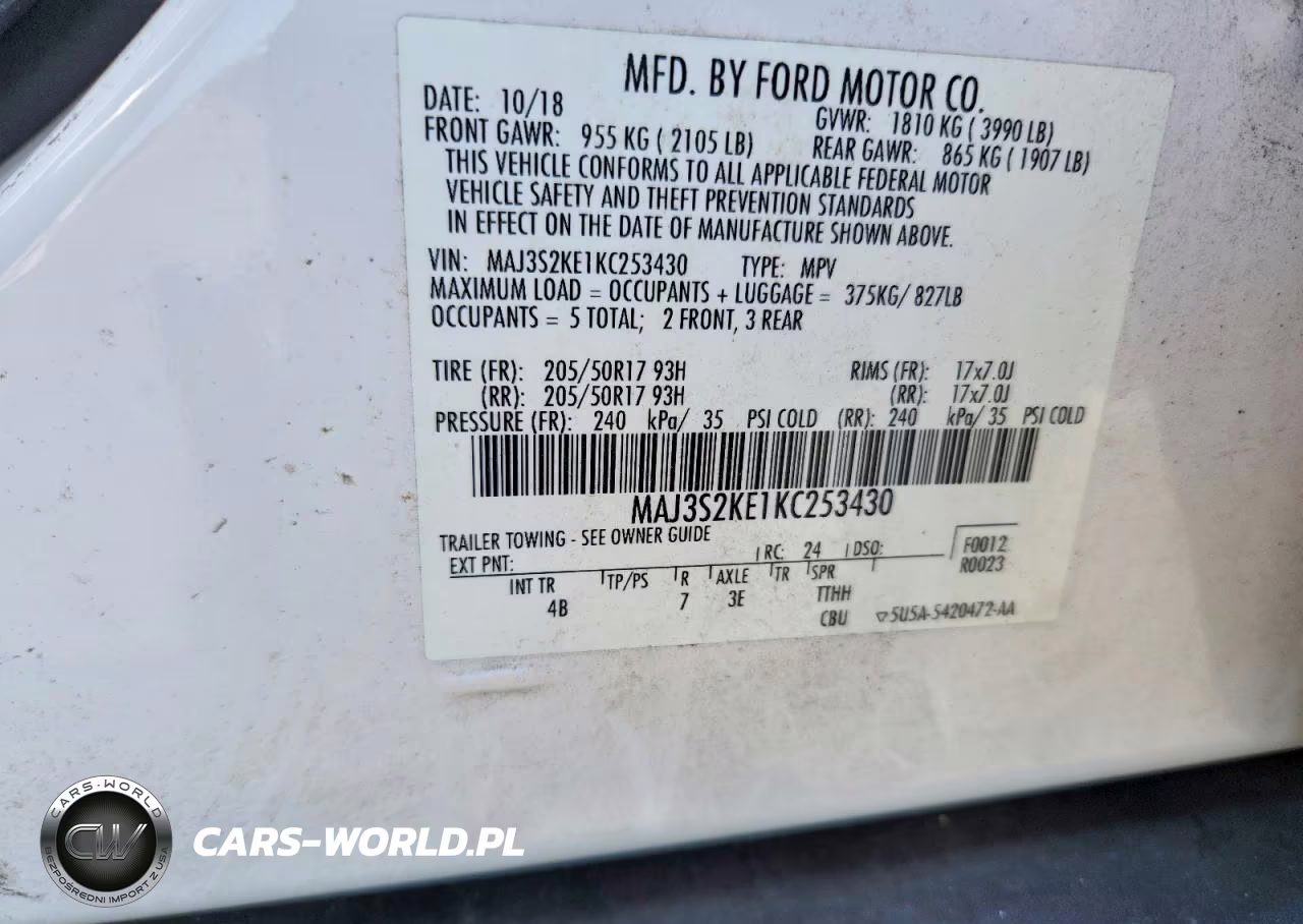 2019 Ford Ecosport Titanium VIN:MAJ3S2KE1KC253430 - 12