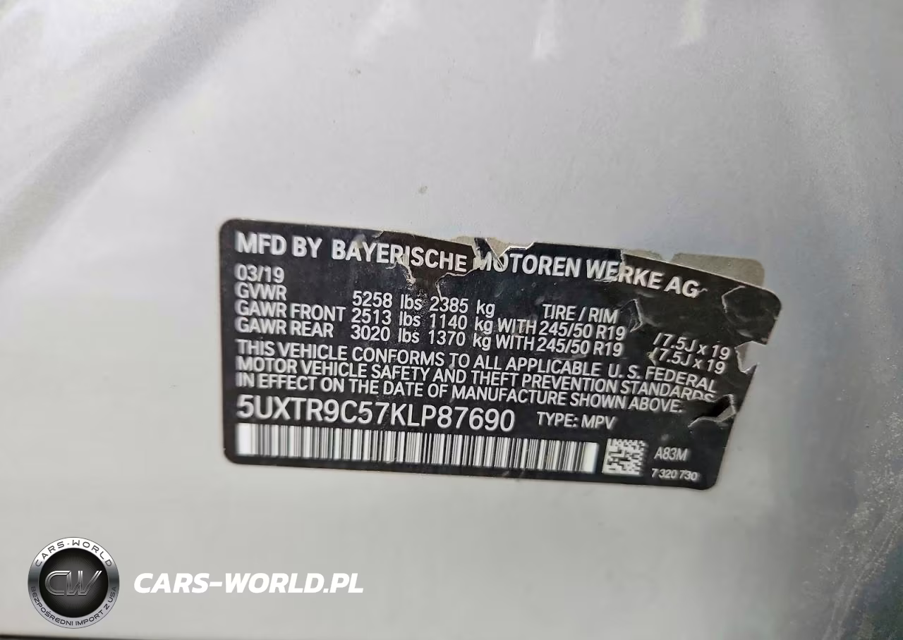 2019 BMW X3 xDrive30I VIN:5UXTR9C57KLP87690 - 13