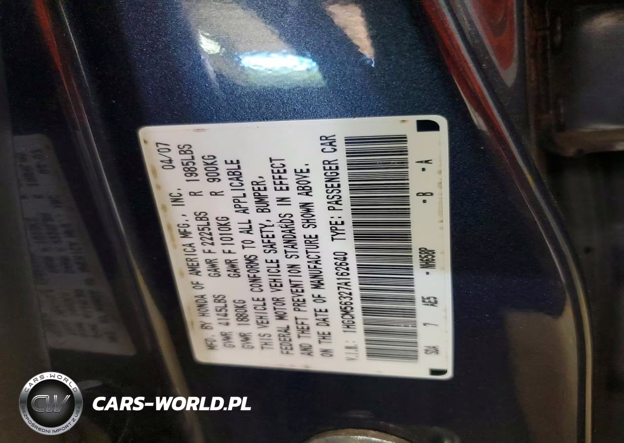 2007 Honda Accord Se VIN:1HGCM56327A162640 - 12