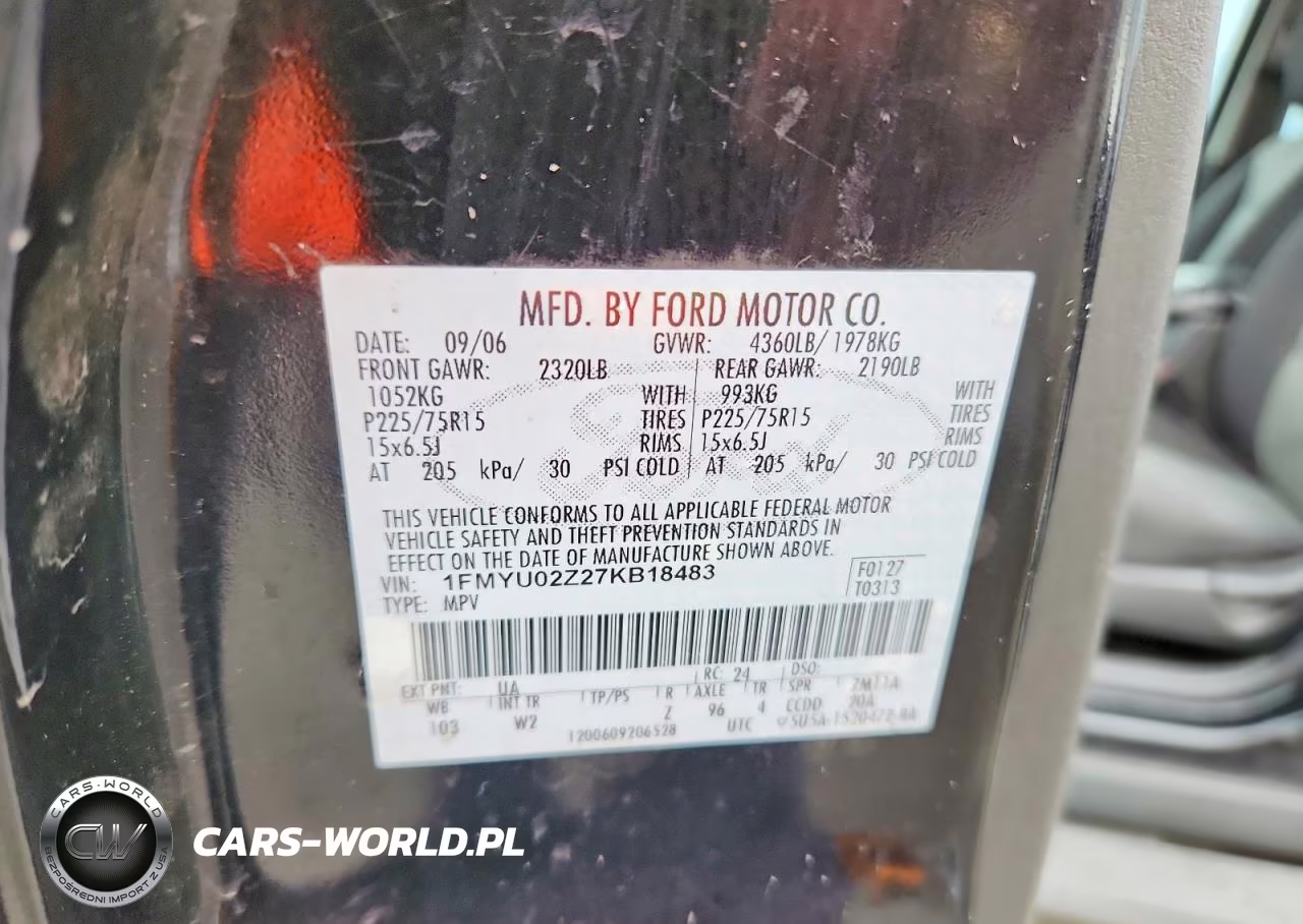 2007 Ford Escape Xls VIN:1FMYU02Z27KB18483 - 13