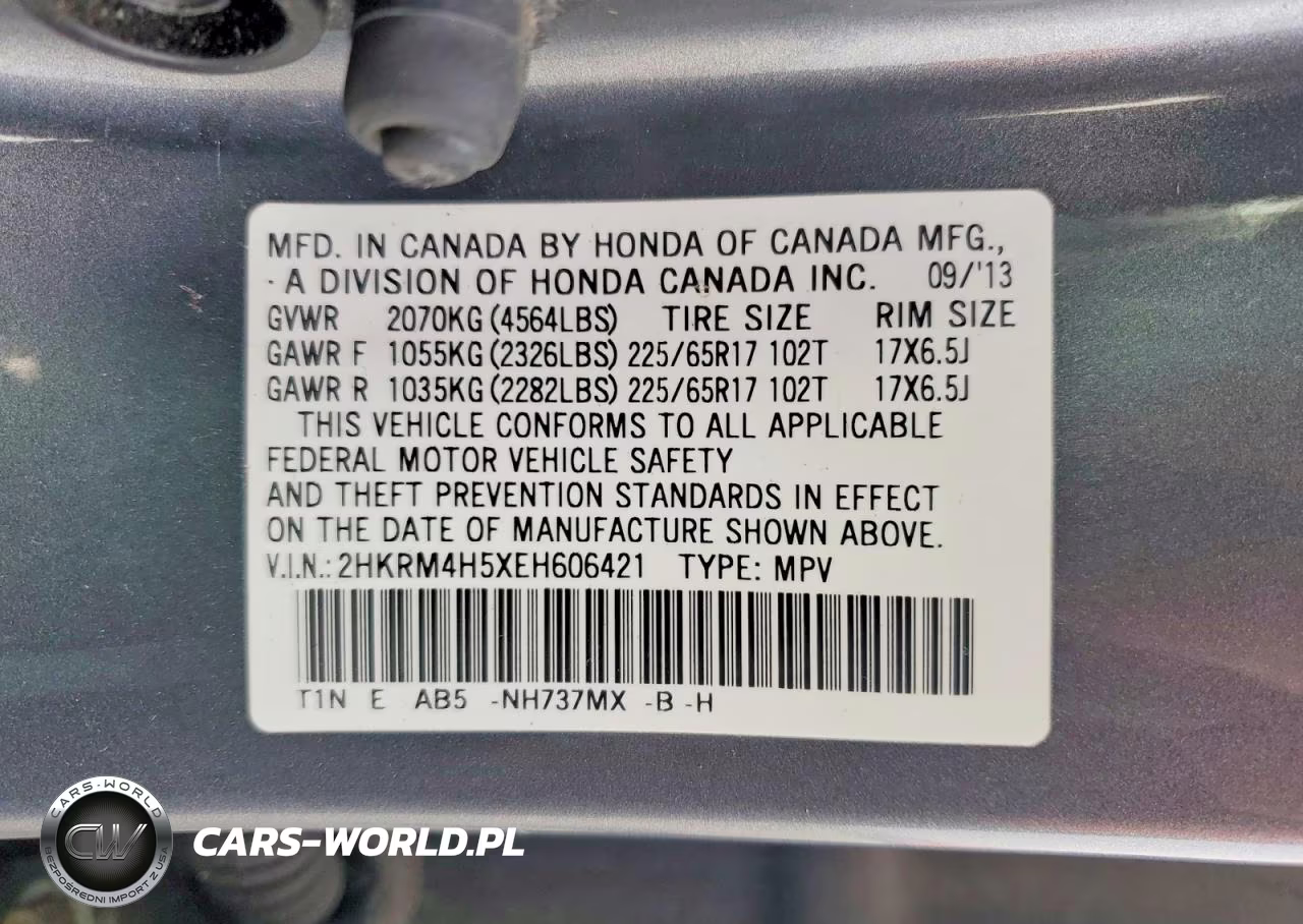 2014 Honda Cr-V Ex VIN:2HKRM4H5XEH606421 - 14