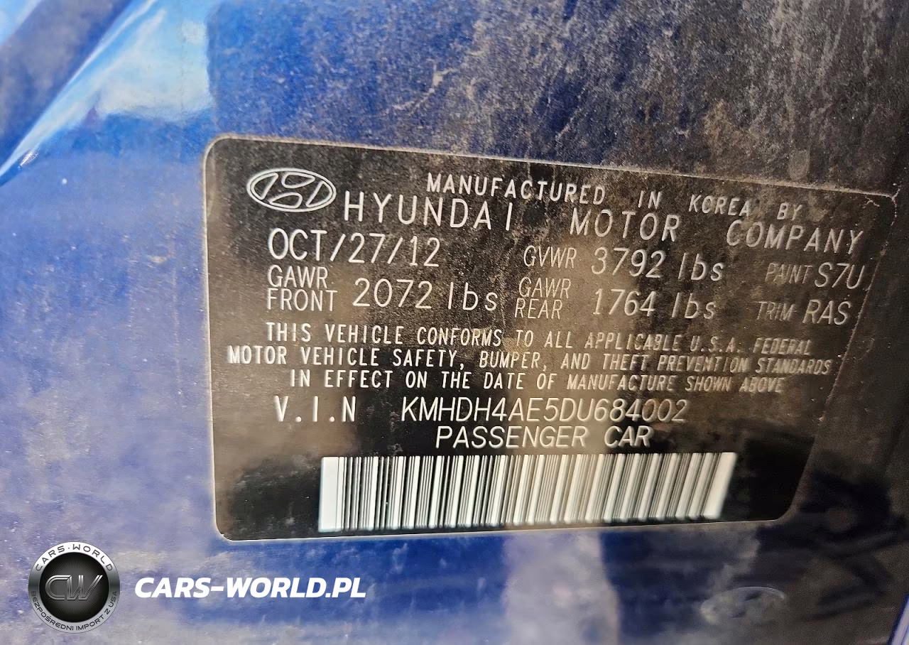 2013 Hyundai Elantra Gls VIN:KMHDH4AE5DU684002 - 13