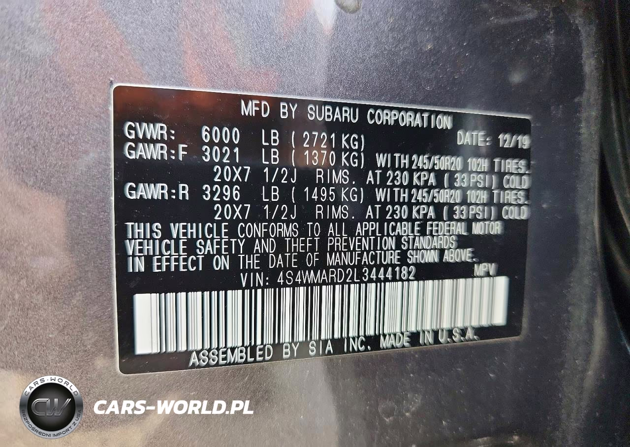 2020 Subaru Ascent Touring VIN:4S4WMARD2L3444182 - 13