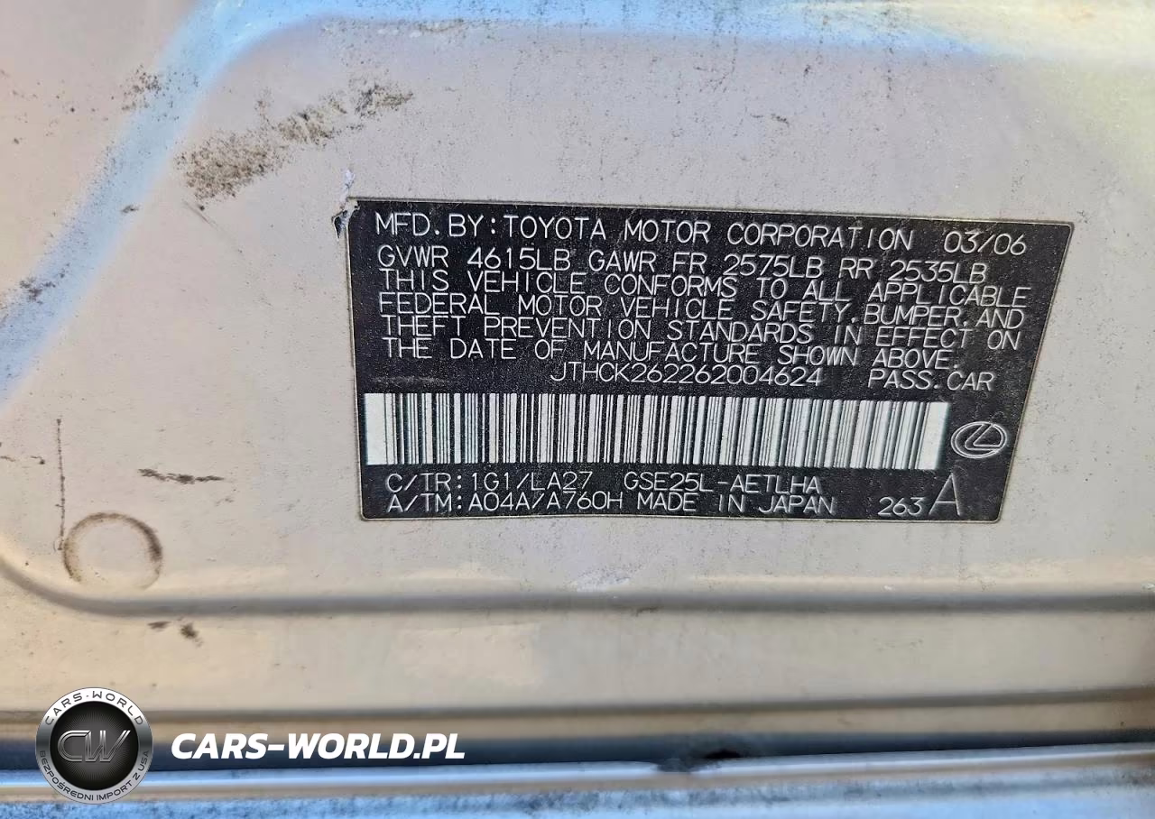 2006 Lexus Is 250 VIN:JTHCK262262004624 - 12