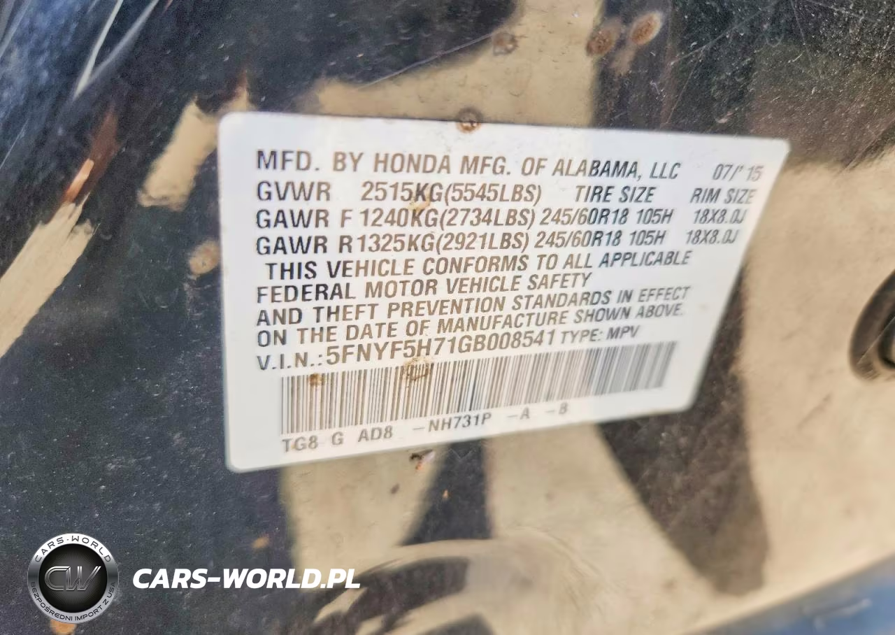 2016 Honda Pilot Exln VIN:5FNYF5H71GB008541 - 14