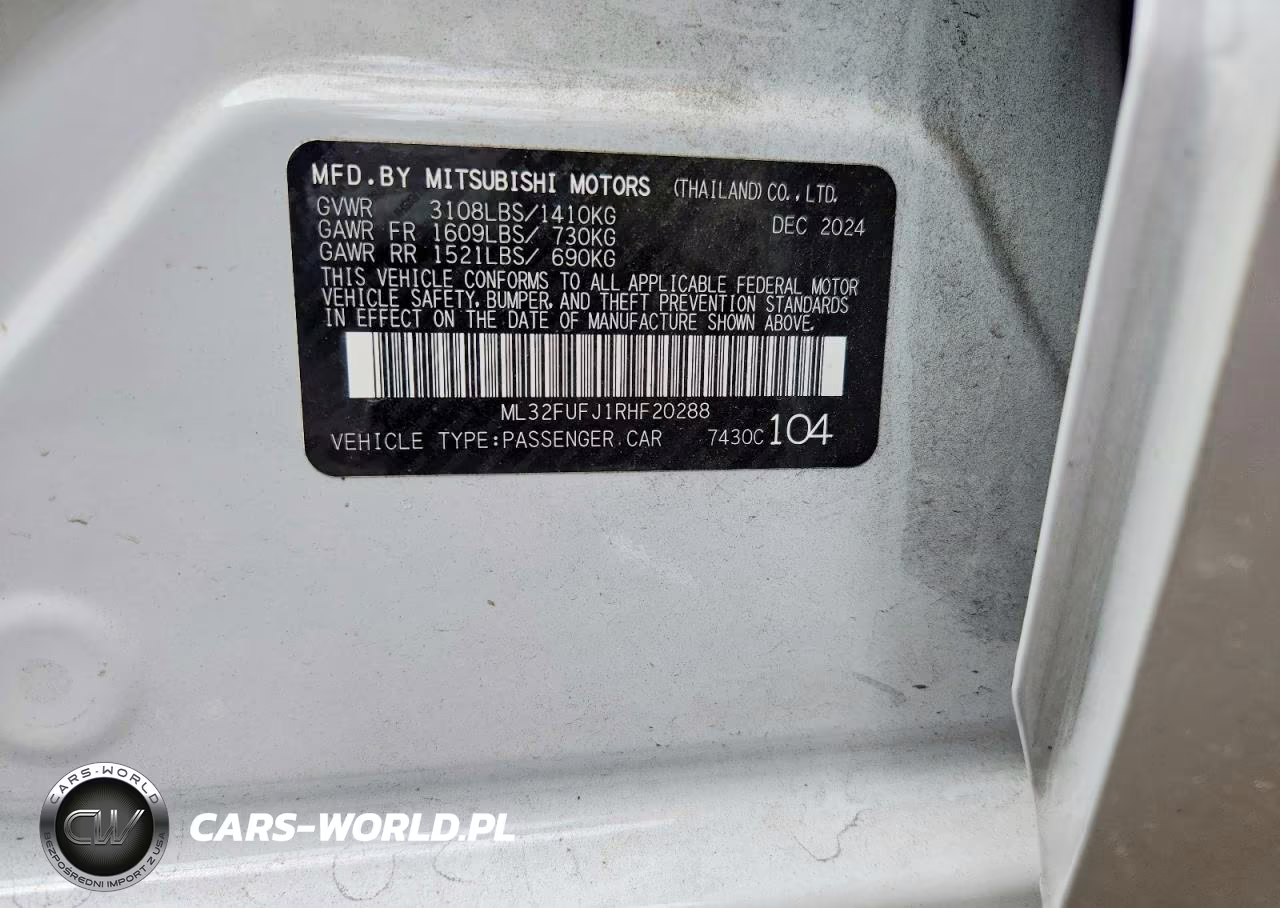 2024 Mitsubishi Mirage G4 Es VIN:ML32FUFJ1RHF20288 - 12