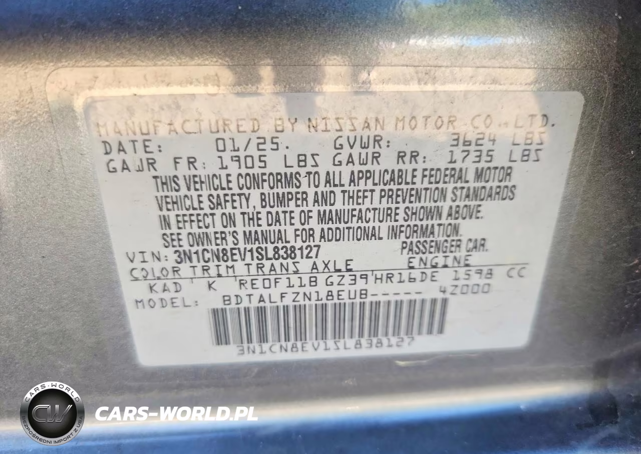 2025 Nissan Versa Sv VIN:3N1CN8EV1SL838127 - 12