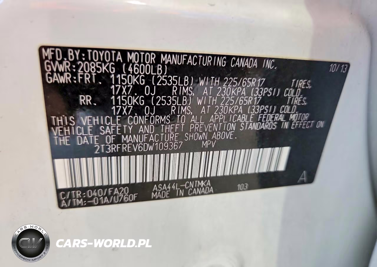 2013 Toyota Rav4 Xle VIN:2T3RFREV6DW109367 - 13