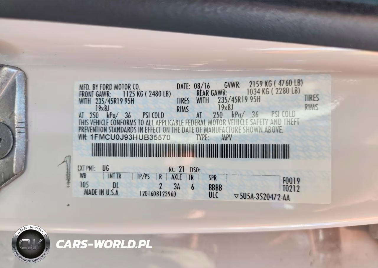 2017 Ford Escape Titanium VIN:1FMCU0J93HUB35570 - 13