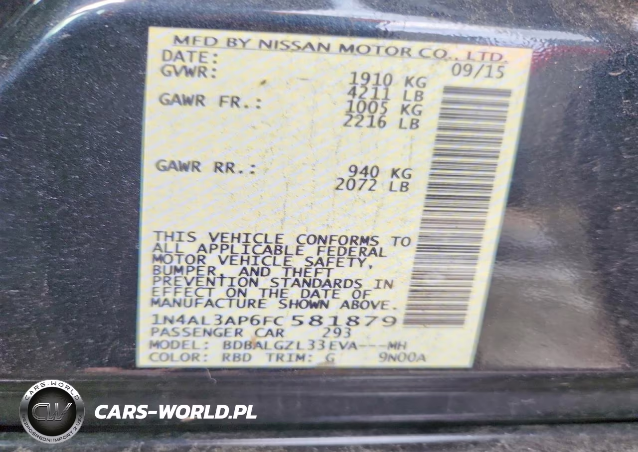 2015 Nissan Altima 2.5 S VIN:1N4AL3AP6FC581879 - 12