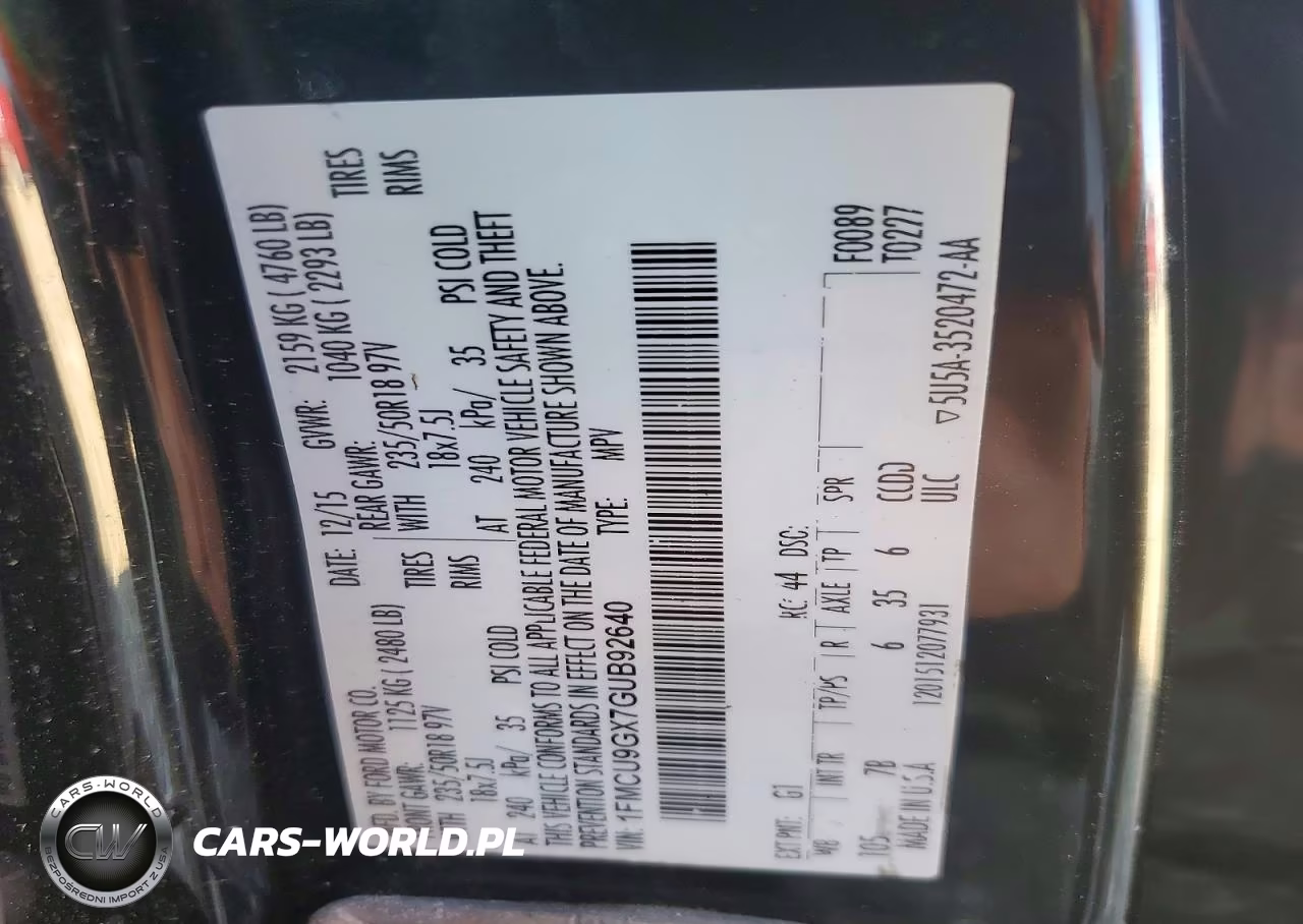 2016 Ford Escape Se VIN:1FMCU9GX7GUB92640 - 14