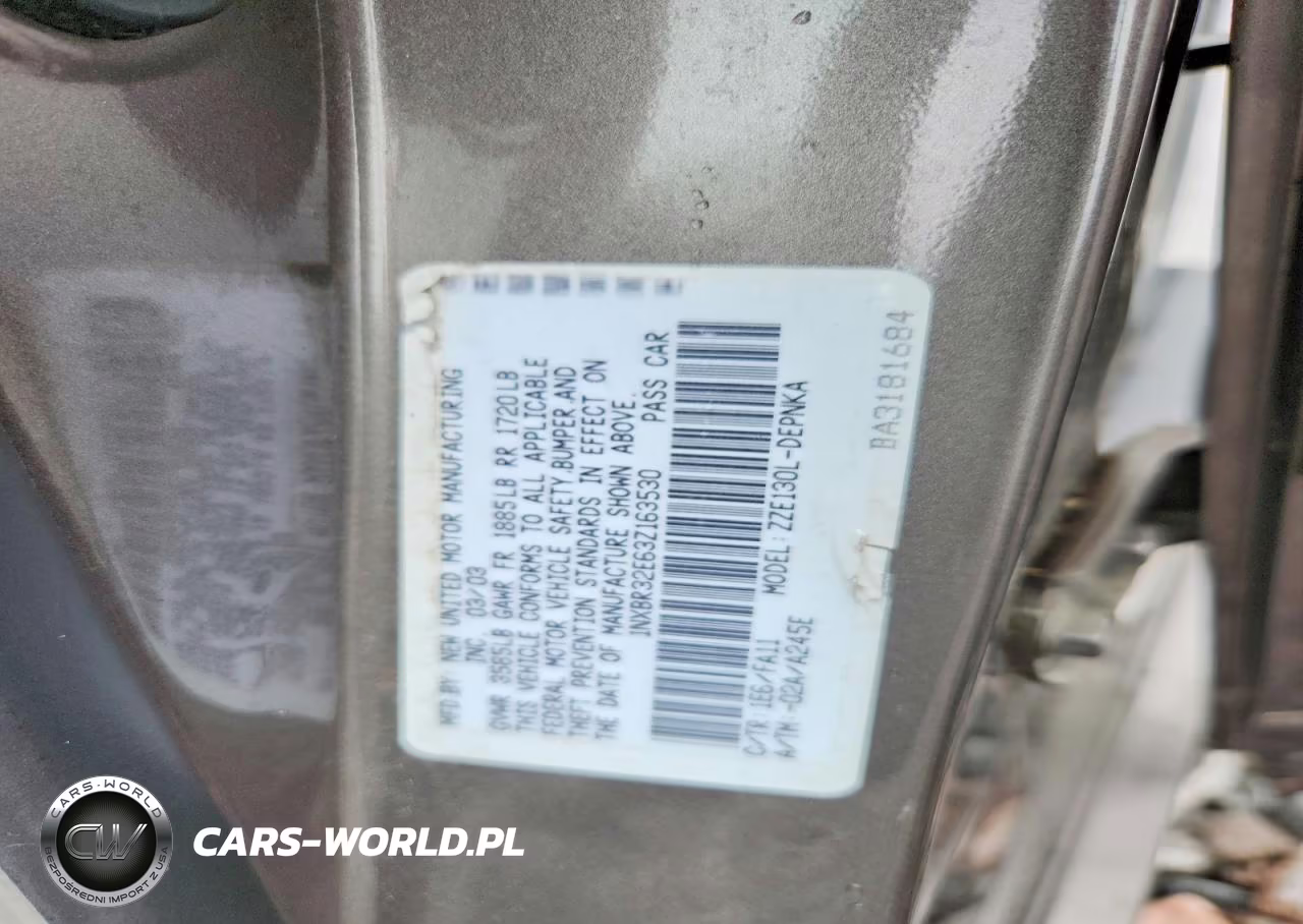 2003 Toyota Corolla Le VIN:1NXBR32E63Z163530 - 12