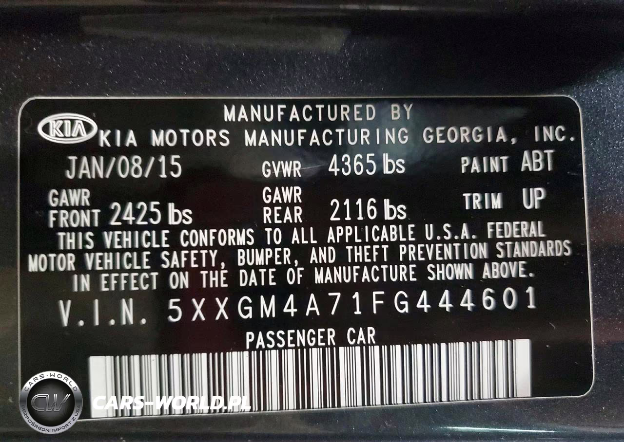 2015 Kia Optima Lx VIN:5XXGM4A71FG444601 - 12