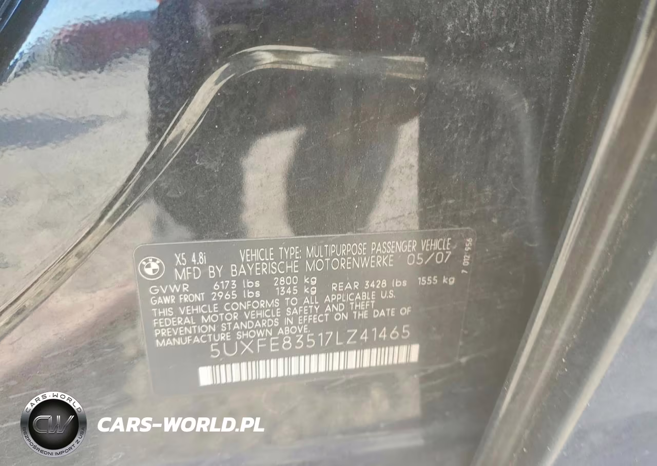 2007 BMW X5 4.8I VIN:5UXFE83517LZ41465 - 13
