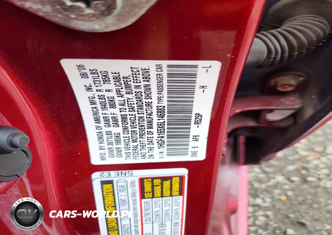 2006 Honda Civic Lx VIN:1HGFA165X6L146883 - 12