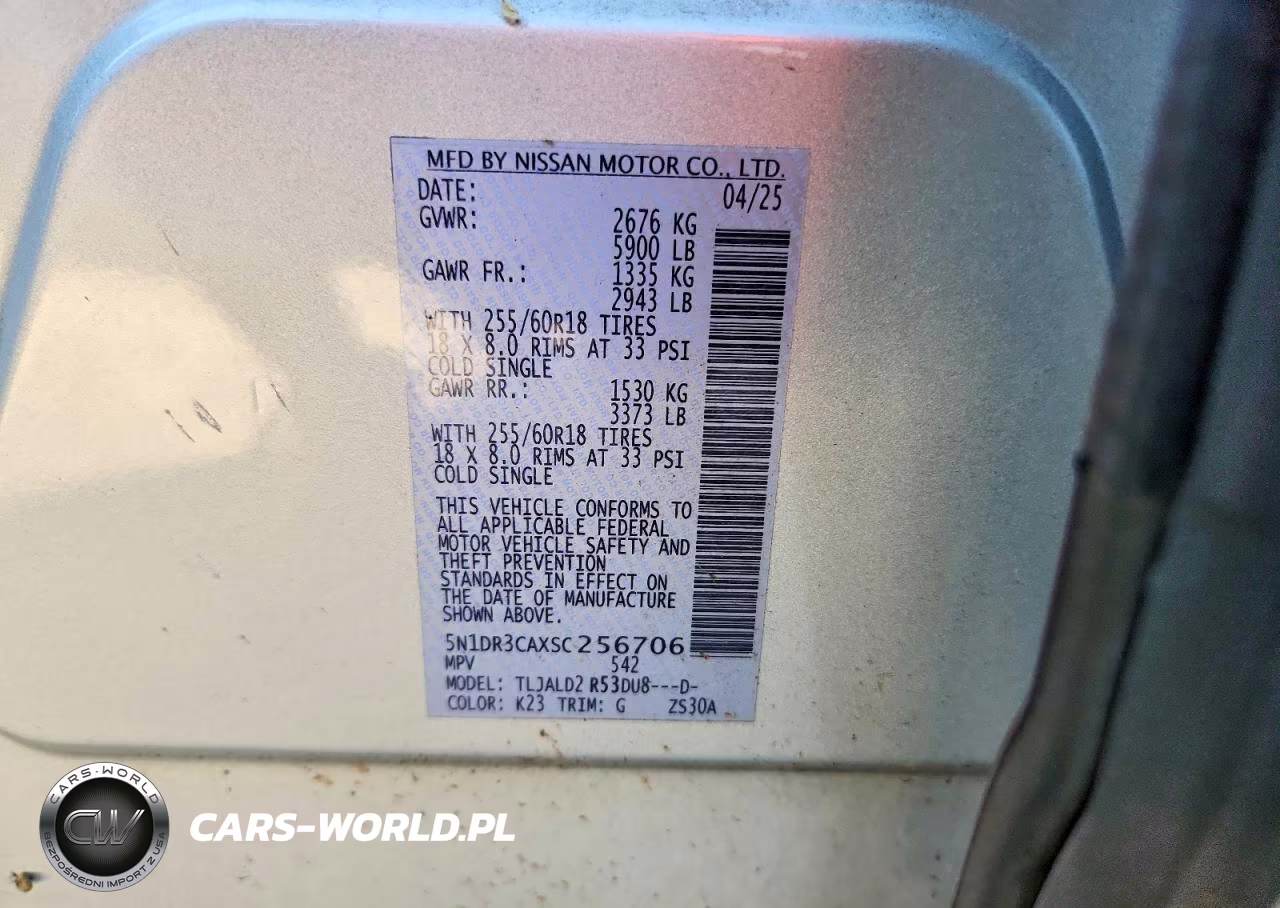 2025 Nissan Pathfinder Sl VIN:5N1DR3CAXSC256706 - 13