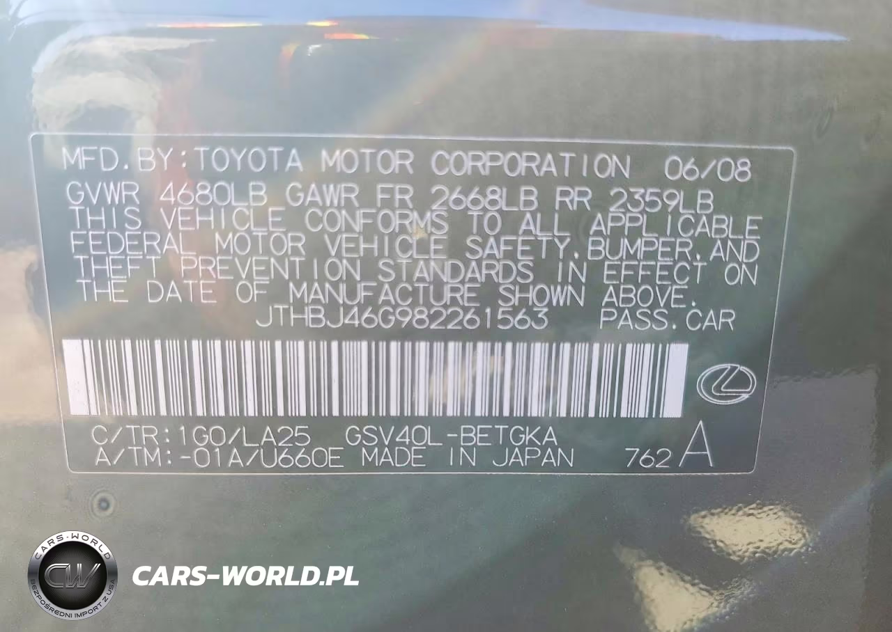2008 Lexus Es 350 VIN:JTHBJ46G982261563 - 13