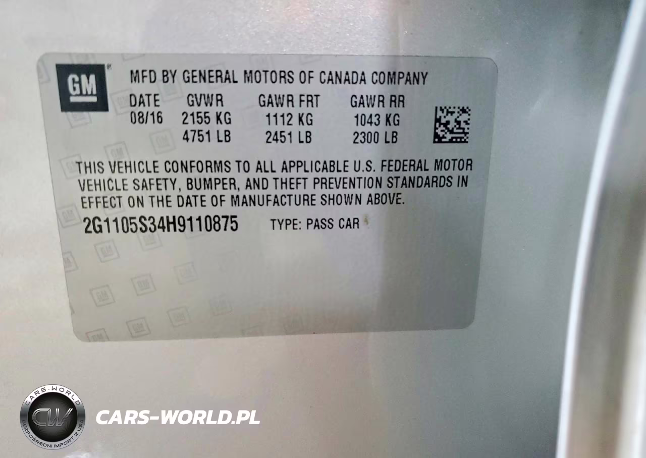 2017 Chevrolet Impala Lt VIN:2G1105S34H9110875 - 12