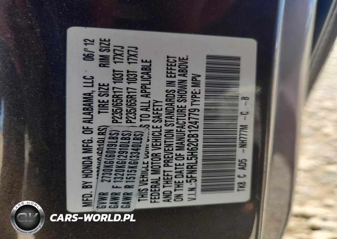 2012 Honda Odyssey Exl VIN:5FNRL5H62CB124779 - 12