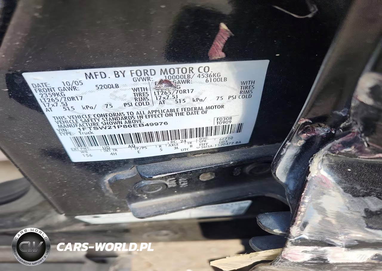 2006 Ford F250 Super Duty VIN:1FTSW21P86EB49976 - 12