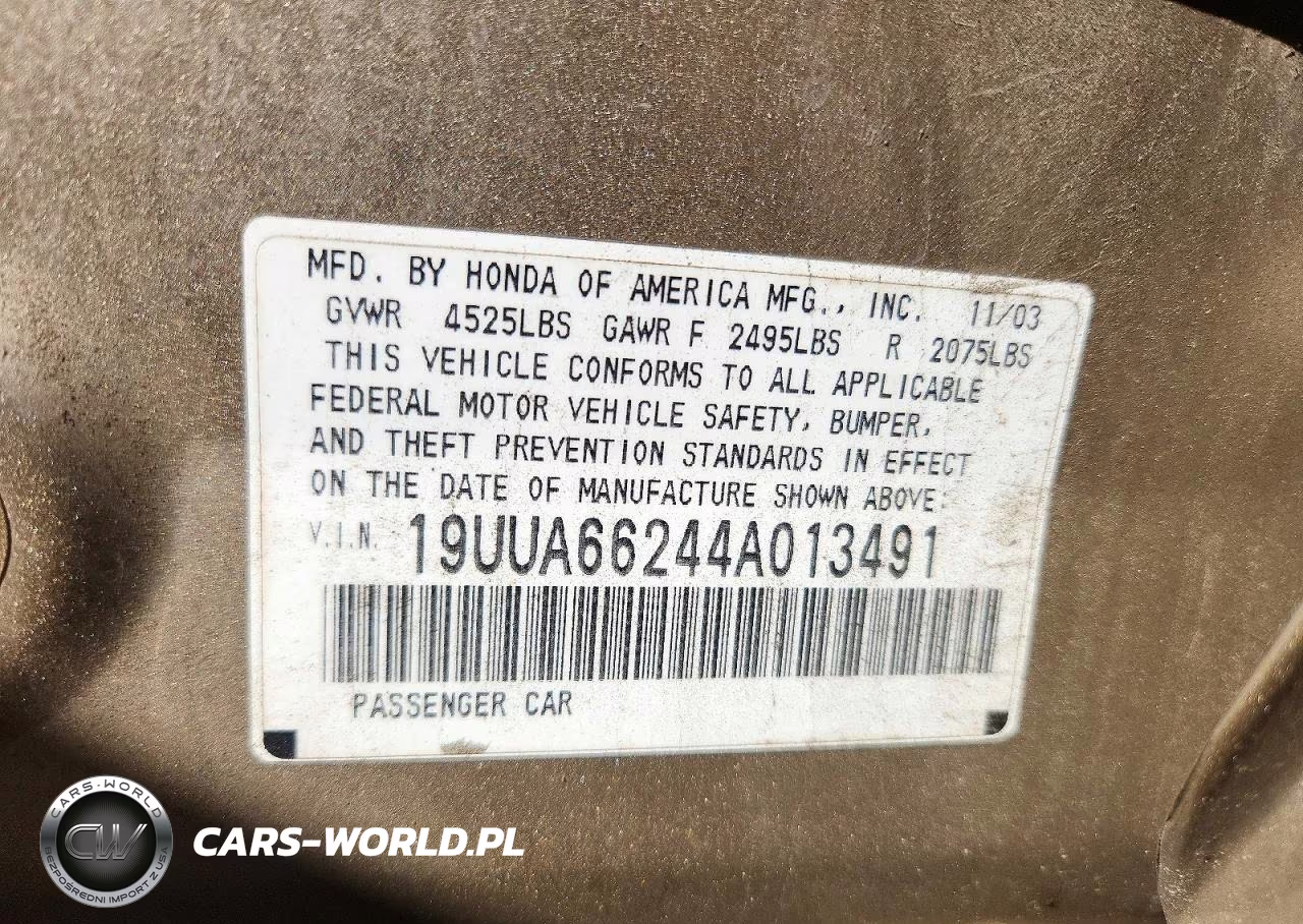 2004 Acura Tl VIN:19UUA66244A013491 - 12