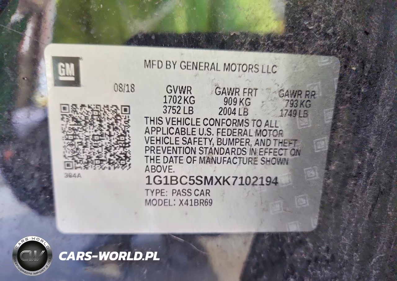2019 Chevrolet Cruze Ls VIN:1G1BC5SMXK7102194 - 12