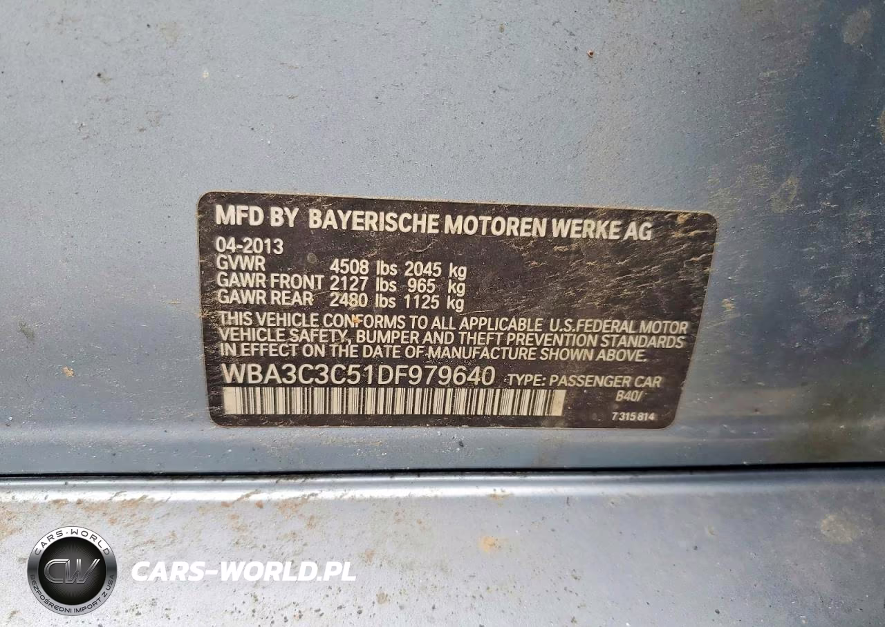 2013 BMW 320 I xDrive VIN:WBA3C3C51DF979640 - 12