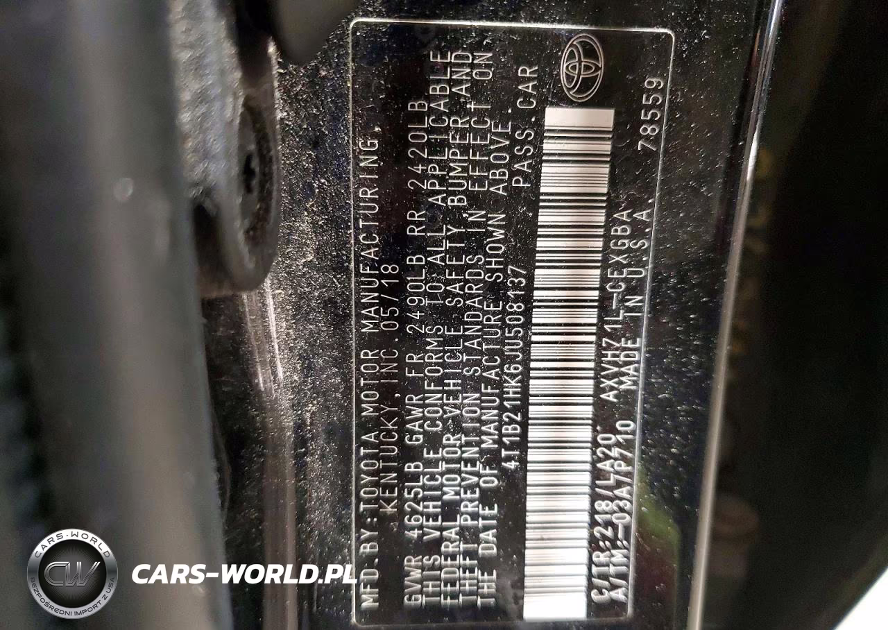 2018 Toyota Camry Hybrid Xle VIN:4T1B21HK6JU508137 - 12