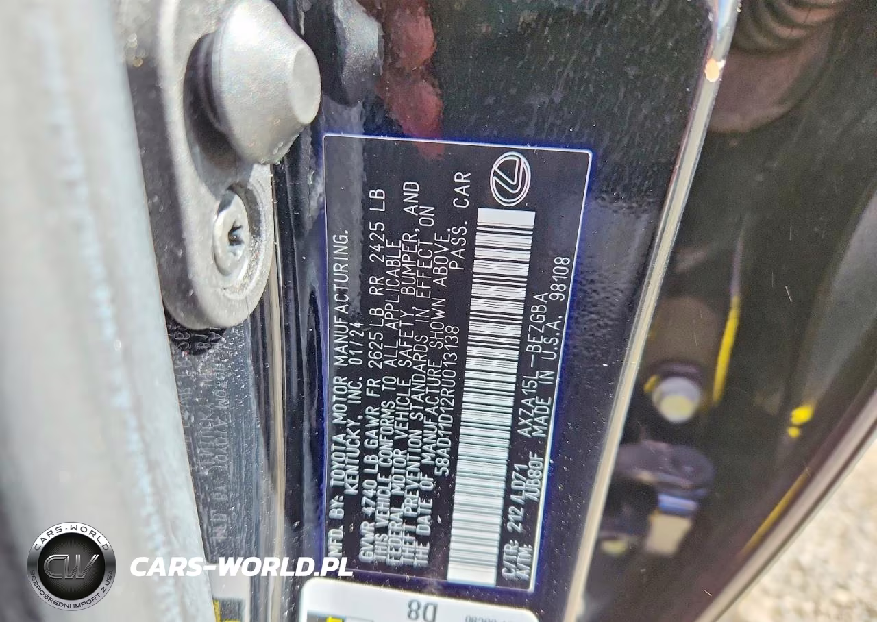 2024 Lexus Es 250 Base VIN:58AD11D12RU013138 - 12