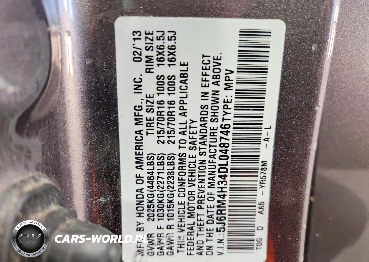 2013 Honda Cr-V Lx VIN:5J6RM4H34DL048746 - 14