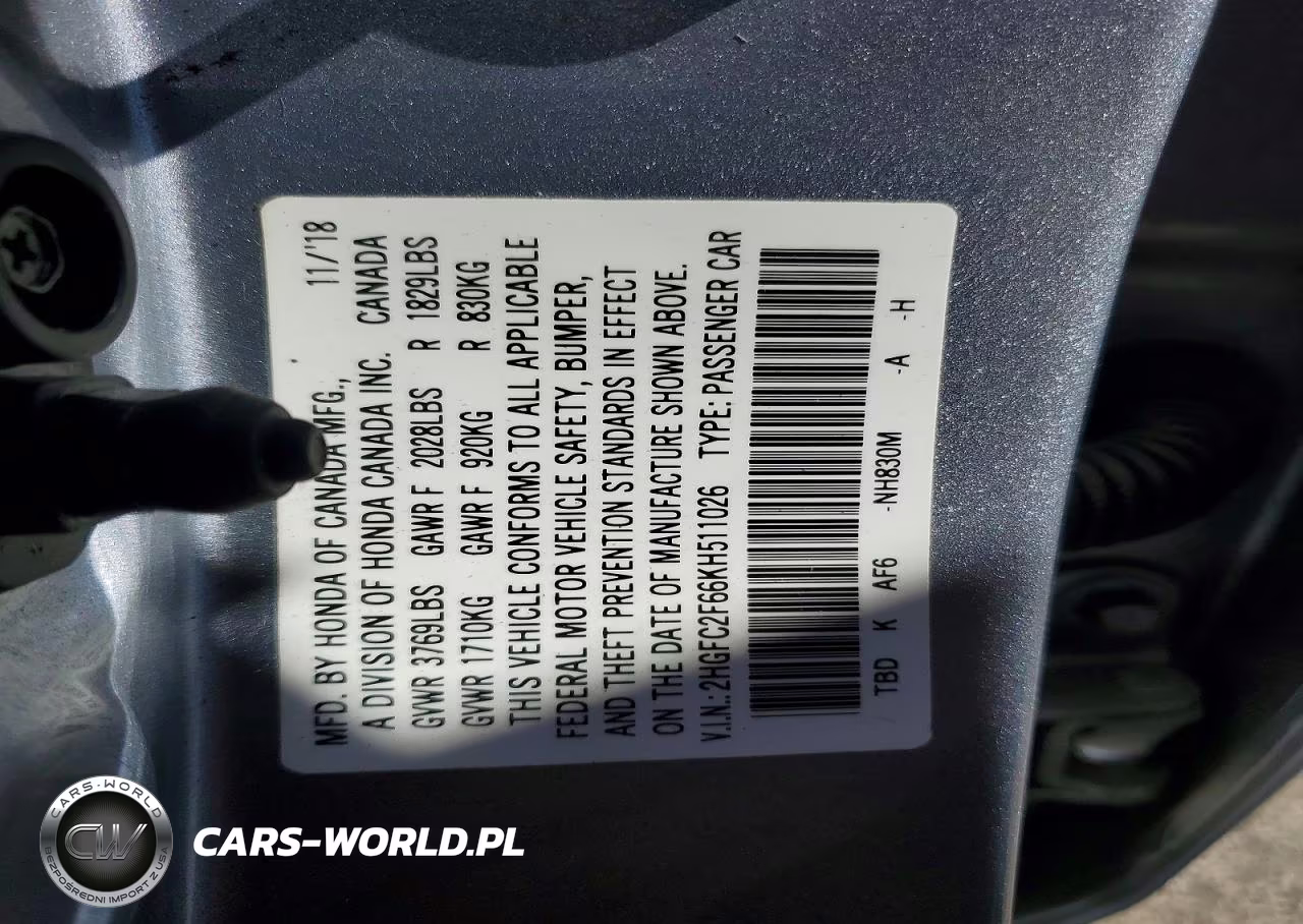 2019 Honda Civic Lx VIN:2HGFC2F66KH511026 - 12